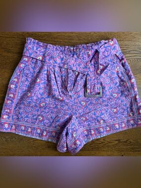Vineyard Vines Katama Tile Belted Shorts floral violet size 6